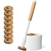 TUSHY Toilet Brush 2.0 Set with Holder, 8 Coconut Husk Scrubbing Pads | Cleanser-Infused and Disposable, Planet Friendly Refills in Lemon and Tea Tree Scents