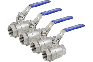 YADIAN 4 Pack 1" NPT Female Ball Valve Stainless Steel 304 Full Port Ball Valve Heavy Duty Shut Off Valve 1 inch for Water, Oil, and Gas with Locking Device, NPT Female, 1000 WOG, Pack of 4
