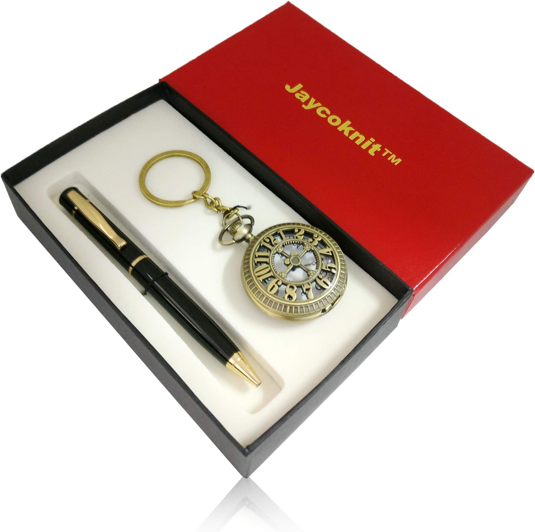 Jaycoknit Thunder Metal Roller Black Pen, Pocket Watch Key chain Corporate Gift Set || Corporate Special Gift || Limited Edition