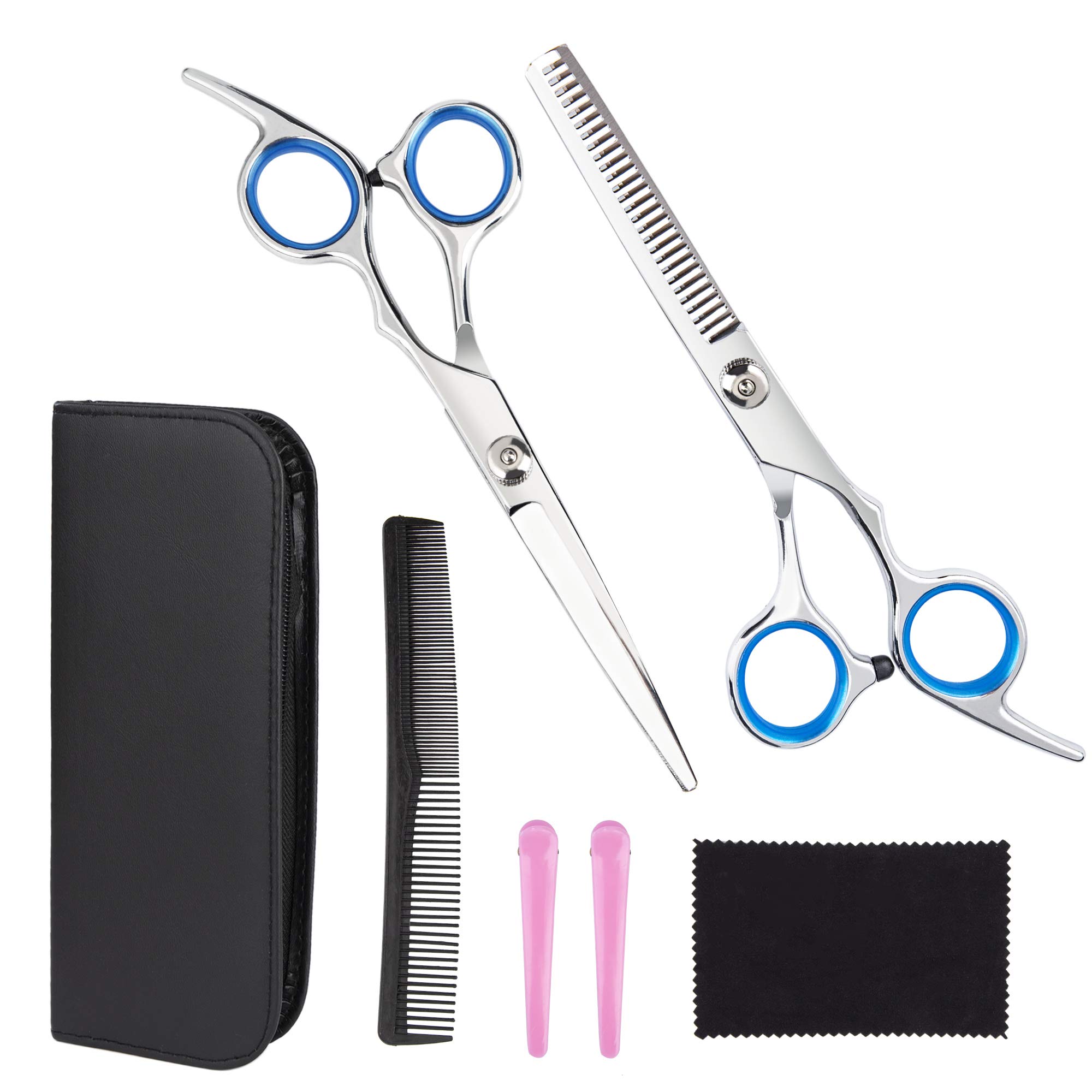 Hair Scissors Set Professional Stainless Steel Hair Cutting Scissors and Hairdressing Thinning Scissors for Home, Salon or Barbers Use