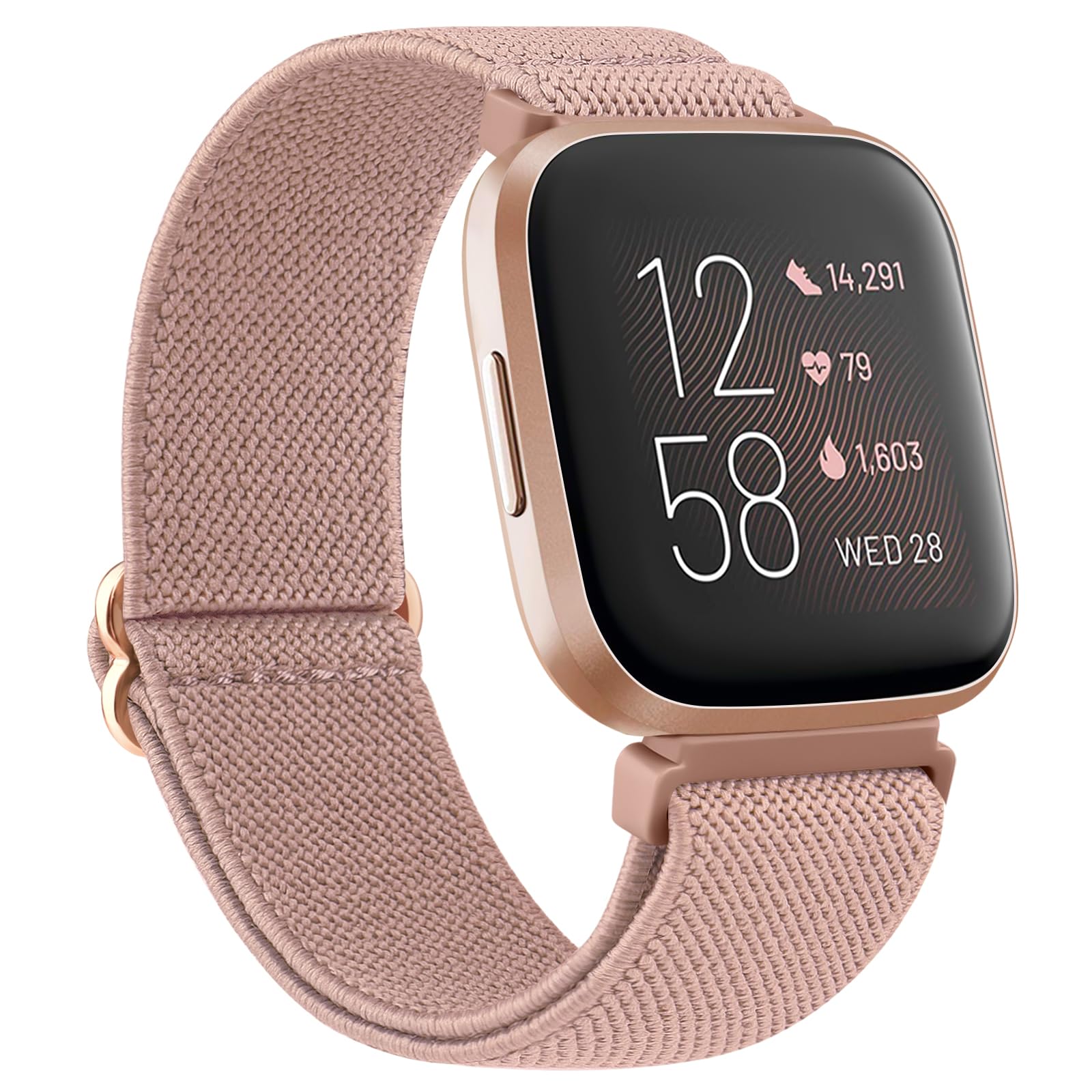 Stretchy Straps Compatible with Fitbit Versa 2 Straps for Women Men,Fitbit Versa Strap,Soft Stretchy Adjustable Nylon Breathable Sport Strap for Fitbit Versa 2/Versa/Versa Lite/SE (X-Rose) — image 1