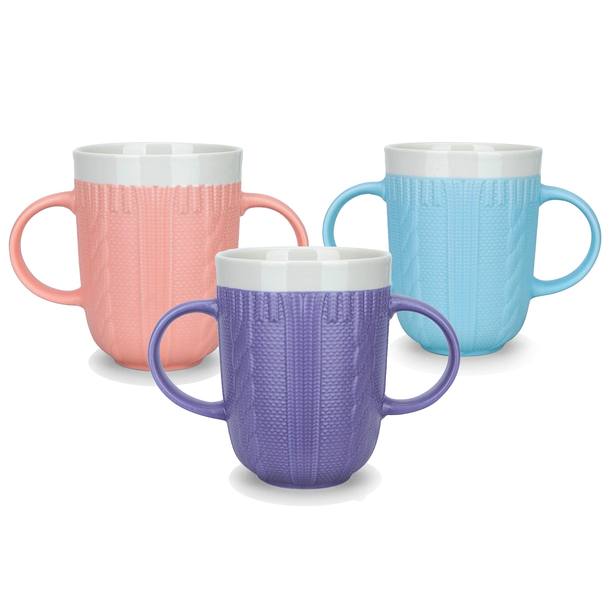 Boscul Two Handled Mug, Ideal for Weak Grip, Arthritis Disability Drinking and Aid Easy Drinking for Elderly, Double Handed 3 Colours 310ml (Pink)