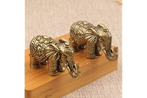 Yahu Lando Solid Brass Miniature Elephant Statue,Brass Animals Figurine Decorative, Good Luck Symbol,Ideal Collection Gift,2.