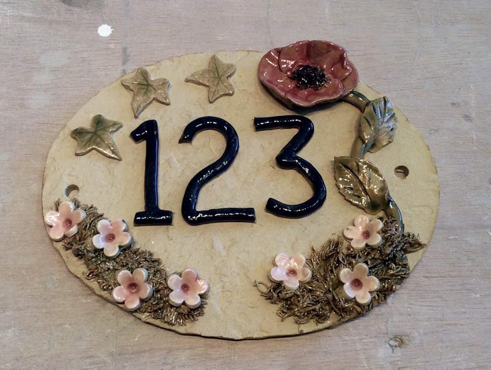 House number plaque/Number Tile/Ceramic house sign / 8.5 x 7 inches