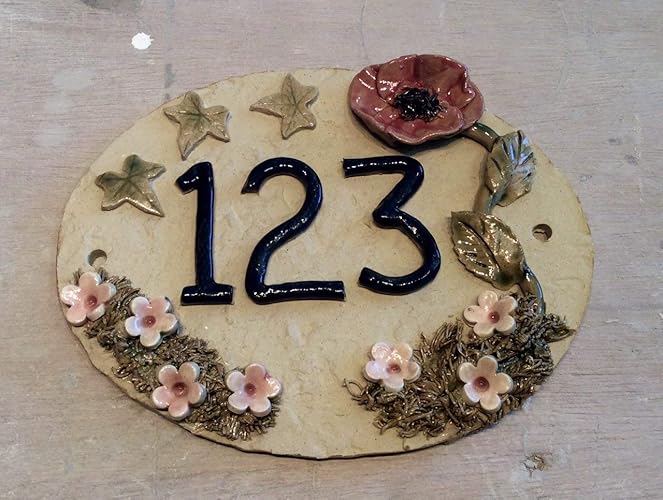 House number plaque/Number Tile/Ceramic house sign / 8.5 x 7 inches