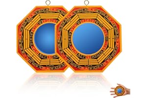 NIIIYTYB 2Pcs Bagua Mirror for Feng Shui 4 Inch Outdoor Protection Mirrors with Flat and Linked Palms Design Stone Inspired Concave Convex Bagua Mirror for Active and Passive Energy Protection
