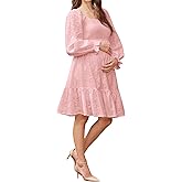 OUGES Women's 100% Cotton Baby Shower Maternity Dress Square Neck Hollow Out Eyelet Smocked Tiered Midi Dresses 2026