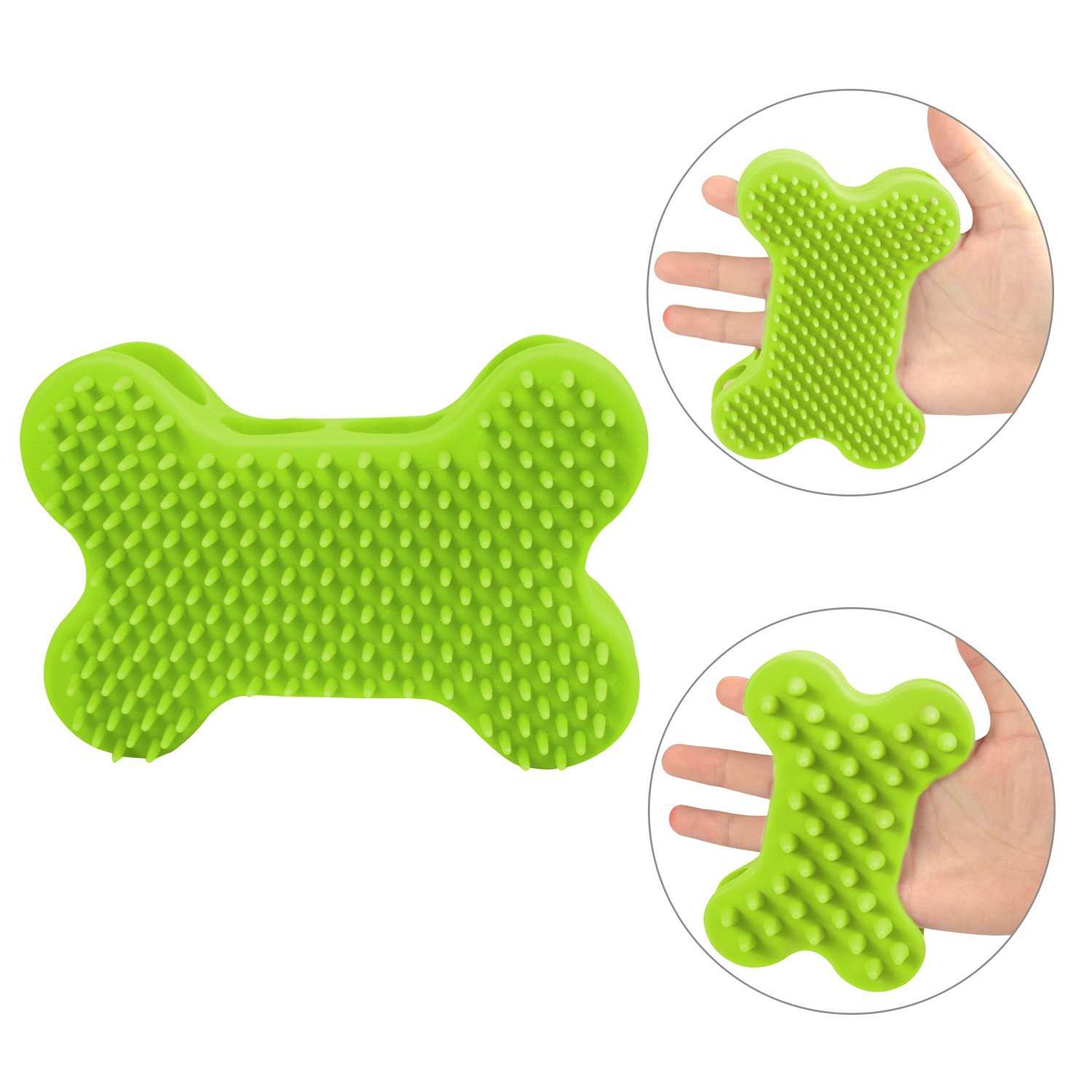 Plazenzon 2 in 1 Dog Bath Brush 100% Silicone Pet Comb for Dogs Cats Bathing, Grooming, Massaging, Shedding or Relaxing, Great for Short Hair Small and Large Dogs Cats and Any Haired Pets Green