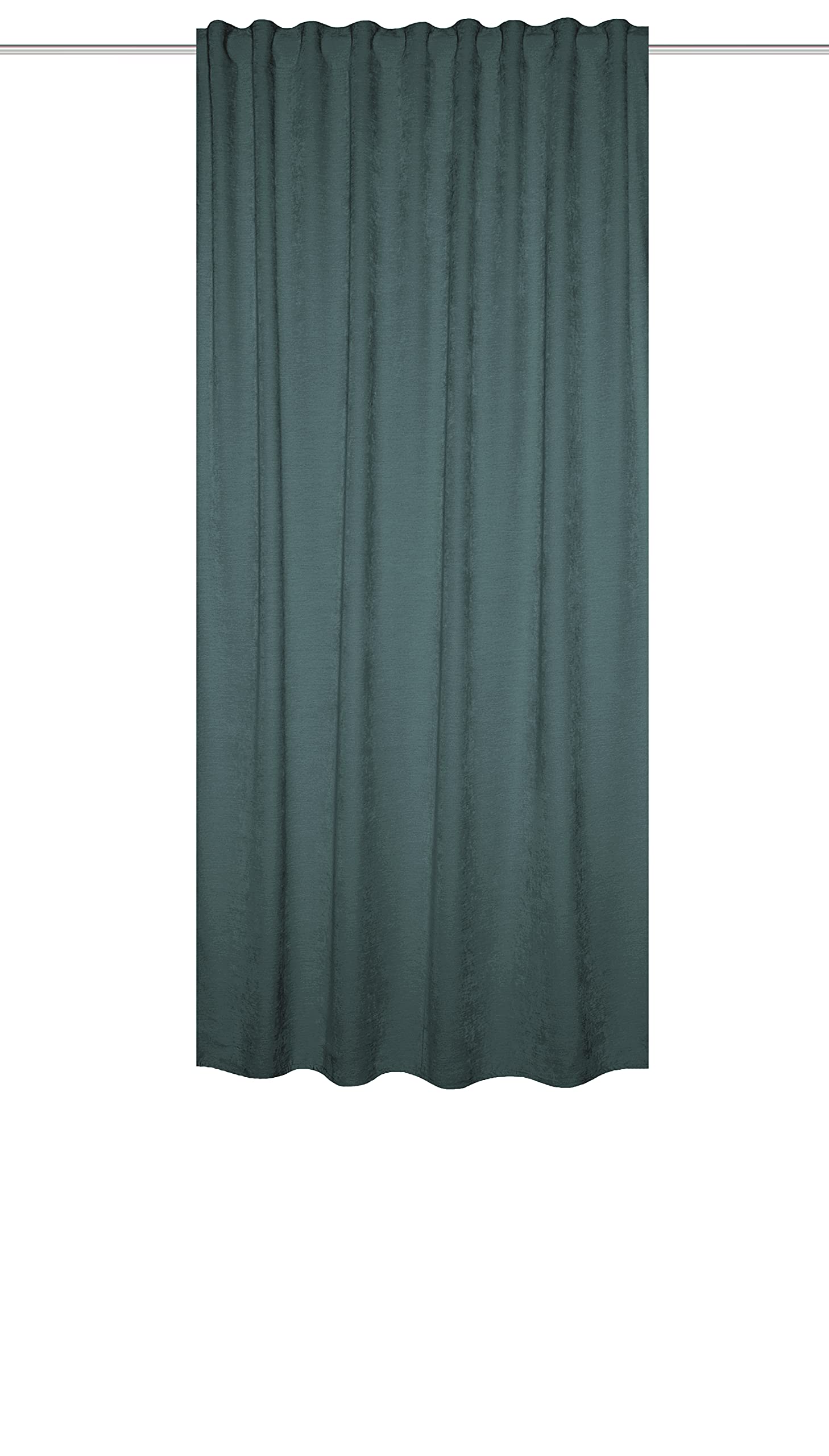 HOMEbasics Thermochenille Wolly 085425-2801 Thermal Curtain with Combination Band Petrol 160 x 135 cm