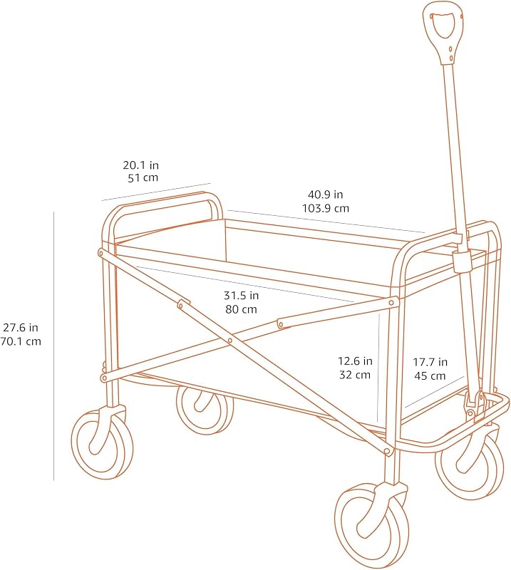 Collezione Utensili da Giardino - Carrello da giardino, pieghevole, per esterni, con borsa di custodia, 70.1 x 103.89 x 50.8 cm, grigio