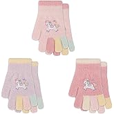 QKURT 3 Pairs Kids Magic Gloves, Toddler Gloves Warm Knit Glove Children's Colorful Glove Soft Thermal Mittens Stretch Winter Mittens Boys Girls Full Finger Mitten for 1-5 Years