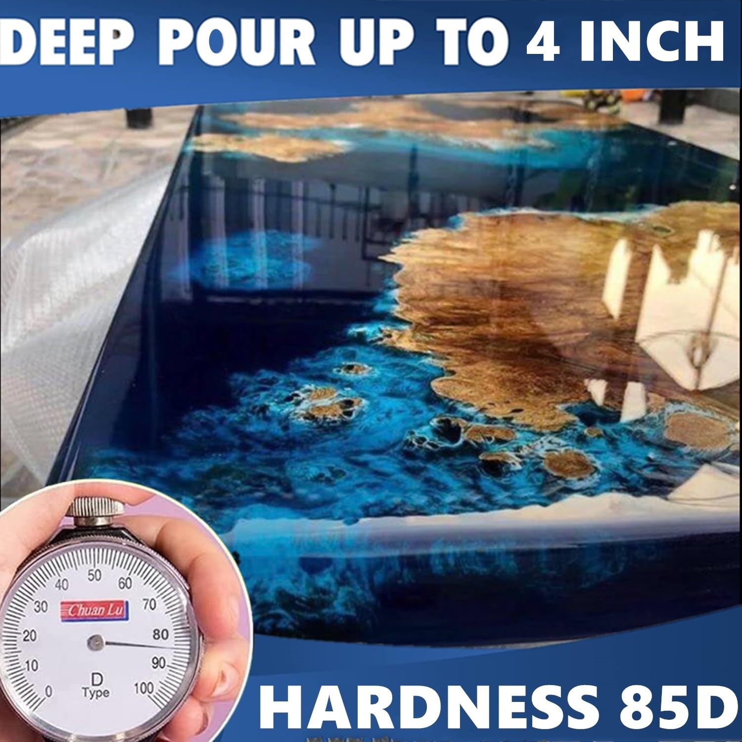 Deep Pour Epoxy Resin,Wealike Epoxy Resin Kit,48oz Crystal Clear Casting Resin for River Tables,Molds,Wood,Self Leveling with Gloss,Low Viscosity,Long Working Time 2''Deep Pour (2:1 Ration)