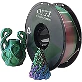 CHCKX PLA 3D Printer Filament, Triple Color Silk PLA Filament, Dimensional Accuracy +/- 0.02 mm, 1 kg Spool(2.2lbs), 1.75 mm, Red Blue Green