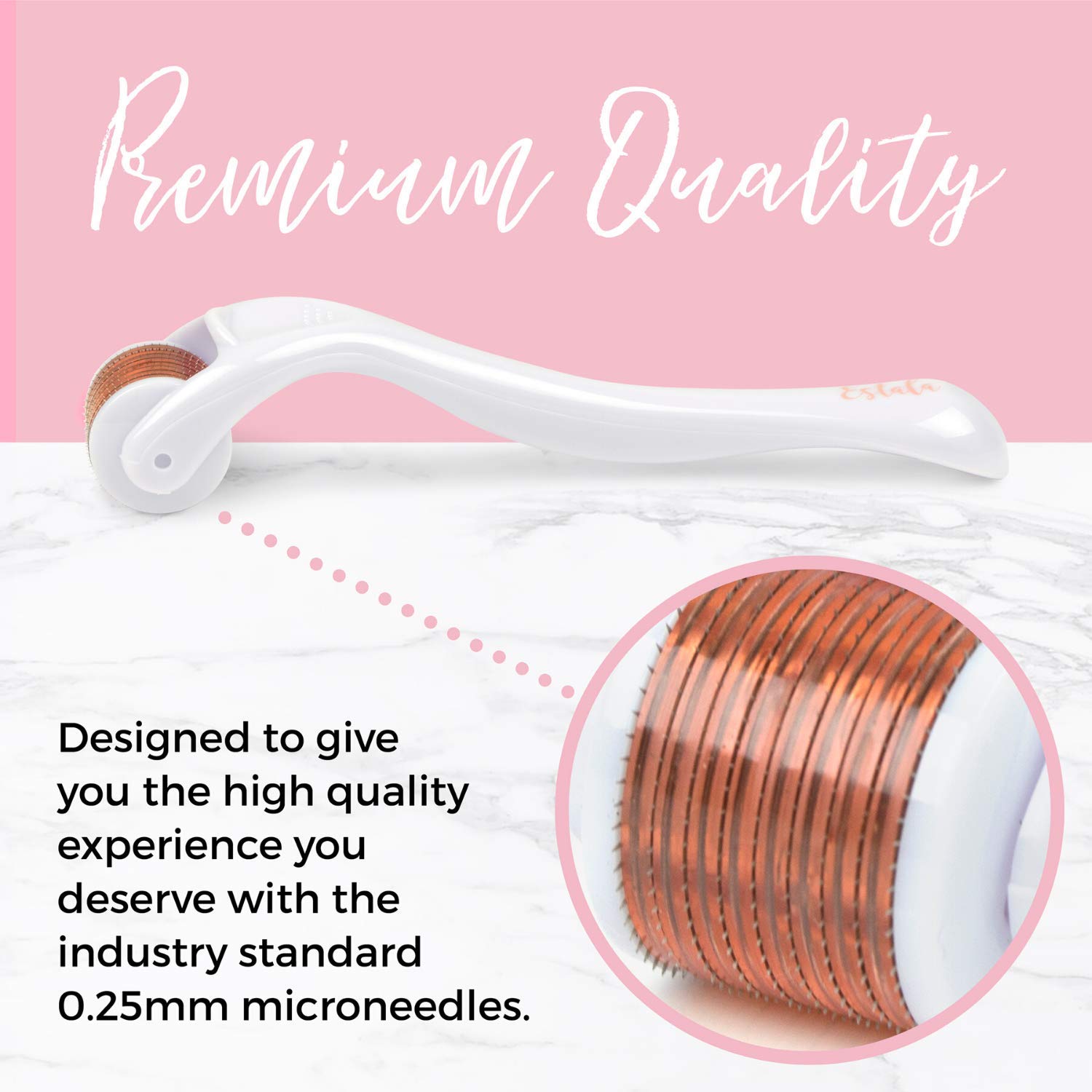 Estala Derma Roller Cosmetic Microneedling Kit for Face, 540 Titanium Microneedle Roller - 0.25mm Microdermabrasion Device - Includes Free Storage Case & Ebook (White): Beauty