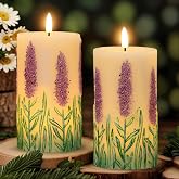 Eldnacele LED Flameless Pillar Candles Battery Operated with 6H Timer | Lavender Relief Real Wax Hand Painted, Realistic 3D W