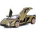 SASBSC Lambo Toy Cars for Kids Sian Fkp37 Diecast Metal Model Car with Light and Sound Pull Back Toy Car for Boys Age 3 + Year Old (Army Green)