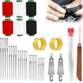 37Pcs Steel Sewing Needles Kit, Big Eye Steel Sewing Needles Kit, Steel Needles for Hand Sewing Kit Stainless Needle for Adult with Thread Ripper, Needle Threaders and Thimbles| Beginner-Friendly