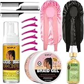 Extra Hold Braiding Kit - Smoothing Gel for Twists, Locs, Braids, Cornrows, High Shine Long Lasting Braid Mousse Foam, and Bonnet Tool