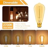 Caldarax 3 Pack B22 Edison Bulbs ST64 Amber Glass 2700K 600 LM view 3
