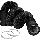 3Inch Flexible Ducting Hose 16.5 feet Black Aluminum Ducting Dryer Vent Hose with 2 Screw Clamps for Heating Ventilation Air