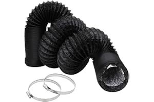 APACALI 3Inch Flexible Ducting Hose 16.5 feet Black Aluminum Ducting Dryer Vent Hose with 2 Screw Clamps for Heating Ventilation Air Conditioning (HVAC), Boat Blower, Exhaust Grow Tents