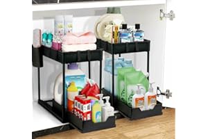 ®Under Sink Organizer, 2 Tier Rustproof Under Cabinet Storage, Multi Functional Cabinet Storage Space Saver for Kitchen, Purp