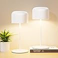 Aocley 2-Pack 5500mAh Battery Operated Rechargeable Led Table Lamps,2700K-6000K Stepless Dimmable Cordless Table Light,Modern IP54 Waterproof Aluminum Portable Lamps for Restaurant Bedroom(White)