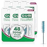 GUM Proxabrush Go-Betweens Moderate Refills, 8 Count (6 Pack) | Fits GUM permanent &amp; dual-ended handles, Soft bristle-nylon-coated wire, Safe for braces &amp; implants, 10 days of use per brush