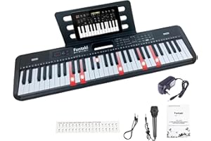 Funtaki 61-Key Electronic Keyboard Piano for Adults with Light Up Keys, 61 Compact Keys Digital Pianos - Perfect Beginner Pia