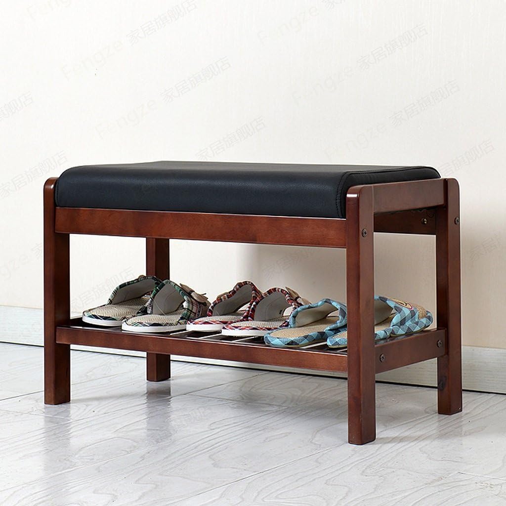 ZHEN GUO SHELF Claret Finish Birch Wood White Shoe Bench Entryway with Black Cushion, Over The Door Solid Wooden Shoe Rack Stand Organizer (Size : Medium)