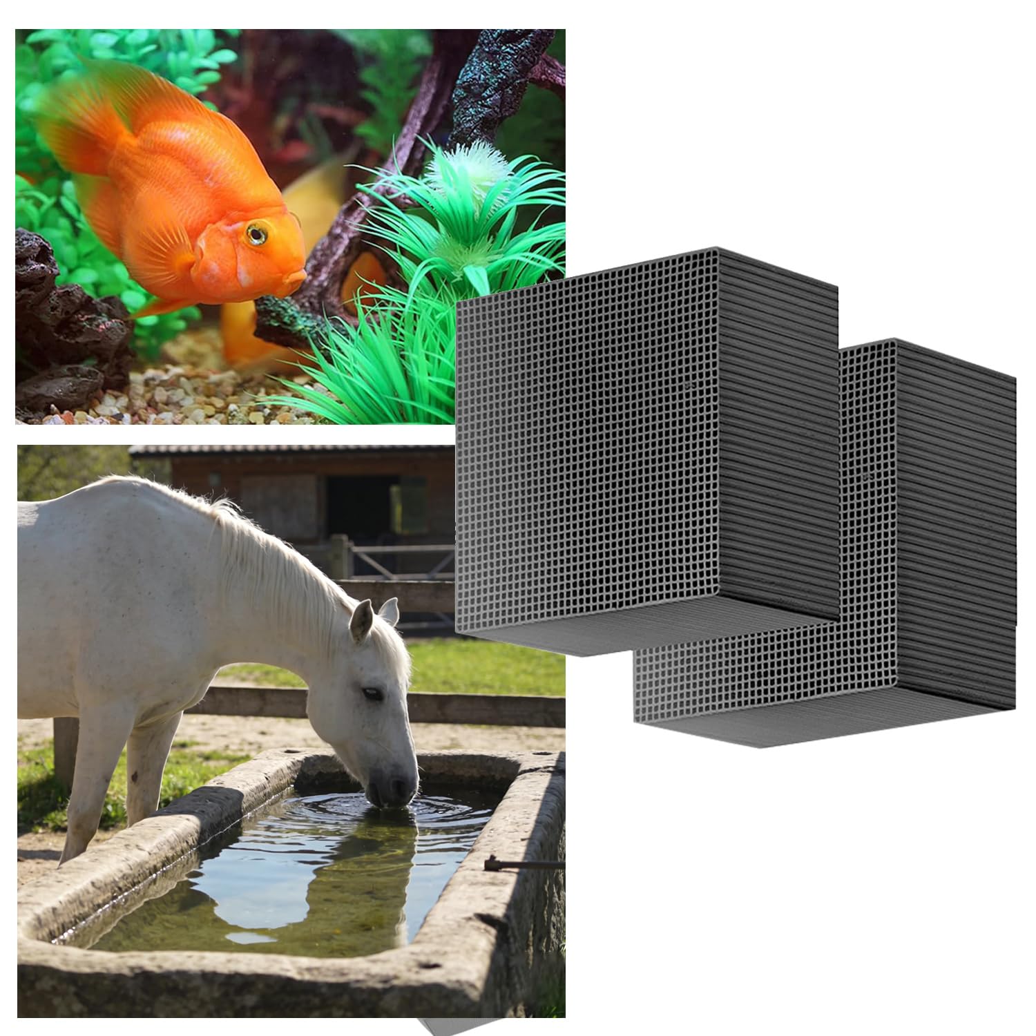 Yanhe Activated Carbon Nano Purification Cubes - Aquarium & Pond Filter, Charcoal Cubes for Fish Tank Water