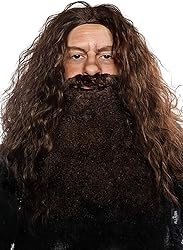 ALLAURA Brown Wizard Wig and Beard Set | Mens