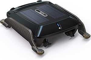 HISION Automatic Solar Pool Skimmer Robot: 27/4 Full Day Robotic Pool Skimmer Cleaner Cordless Pool Cleaning Robot for Pool Surface Dual Charging Options Smart Obstacle Detection