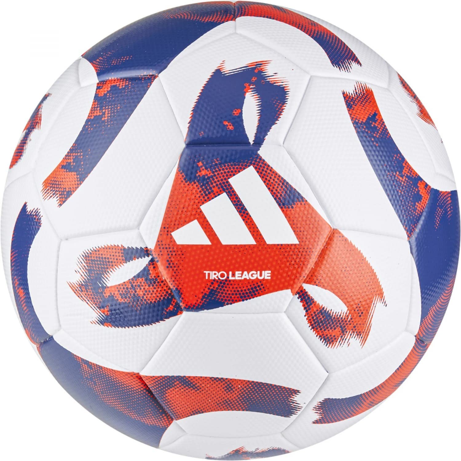 adidas HT2422 Unisex Ball (Laminated) Tiro League Tsbe Football, White/Team Royal Blue/Team Solar Orange, 4