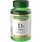 NATURE'S BOUNTY Vitamin D3, 2500 IU, Helps To Prevent Vitamin D Deficiency, 300 Softgels, 68.1 g