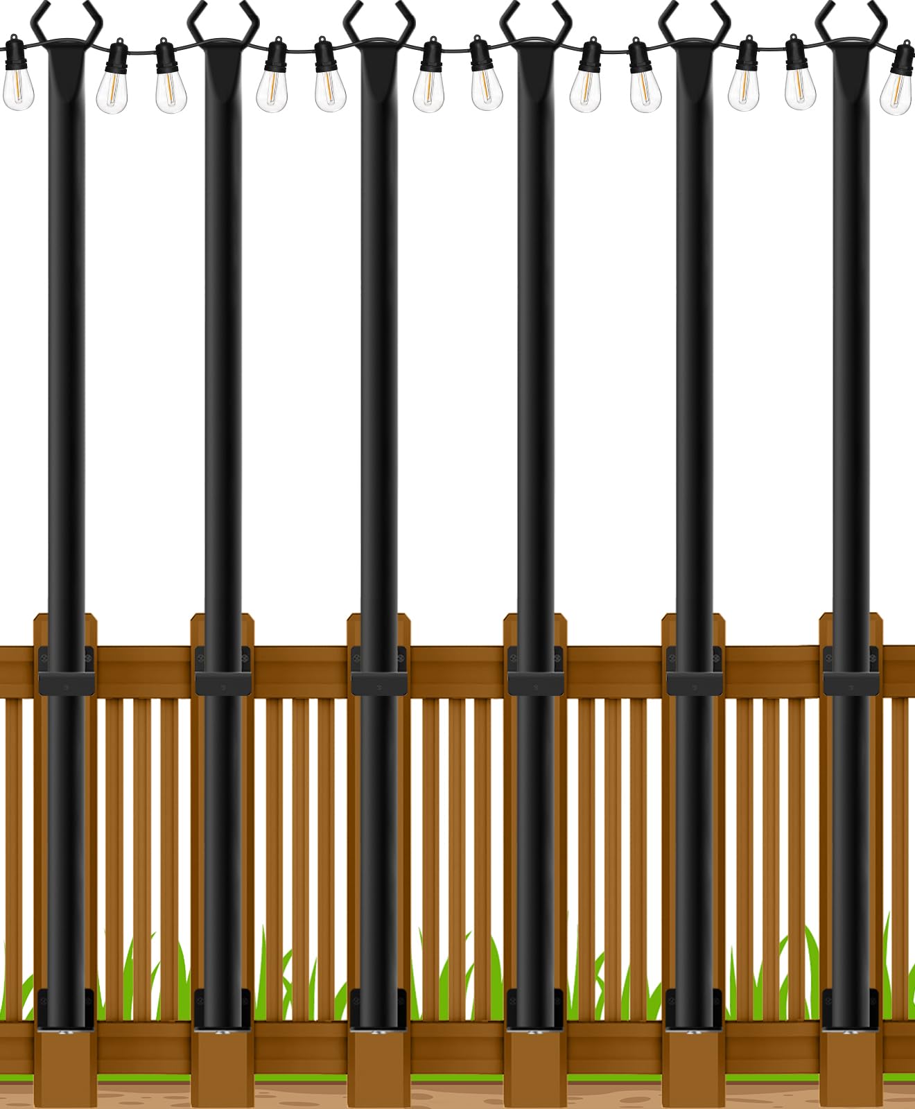 Photo 1 of Beizelte 6 Pack 5Ft String Light Poles,Outside String Lights,Outdoor Light Poles,Metal Poles Stand for Patio,Backyard,Deck