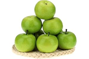 Gresorth 6pcs Lifelike Artificial Green Apple Faux Fake Apples Fruit Home House Kitchen Cabinet Decoration