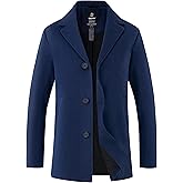 wantdo Men's Single Breasted Pea Coat Windproof Winter Coat Classic Notched Collar Military Jacket