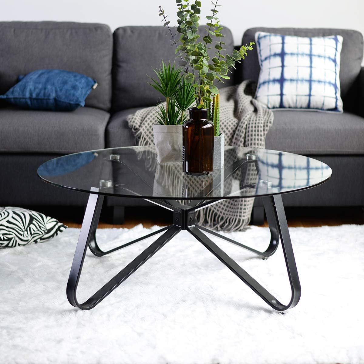 FITATHOME Round Tempered Glass Coffee Table, Nordic Minimalism Style Sofa Central - Image 3