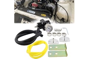 BAGARAATAN 0-140 PSI Adjustable Universal Fuel Pressure Regulator, Aluminum Gas Oil Injection Pressure Regulator Kit with Gauge+140 Psi Pressure Gage AN6-6AN