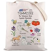 Zuo Bao Tennessee Map Tote Bag Nashville Souvenir Gift Tennessee Shoulder Bag State Flower Iris Gift