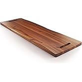 TIDITA 36" Large Acacia Wood Charcuterie Board with Handles - Extra Long Wooden Serving Cheese Boards - Rectangular Serving Platter for Meat Steak, Cracker Appetizers, Fruit Decorative Display Party