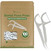 EasyHonor Biodegradable Dental Floss Picks, Natural Flossers 100 Count | Plant-Based Floss Sticks, Strong Bamboo Charcoal Thread Toothpick, Vegan Corn Starch Handle, Eco Friendly Teeth Cleaning