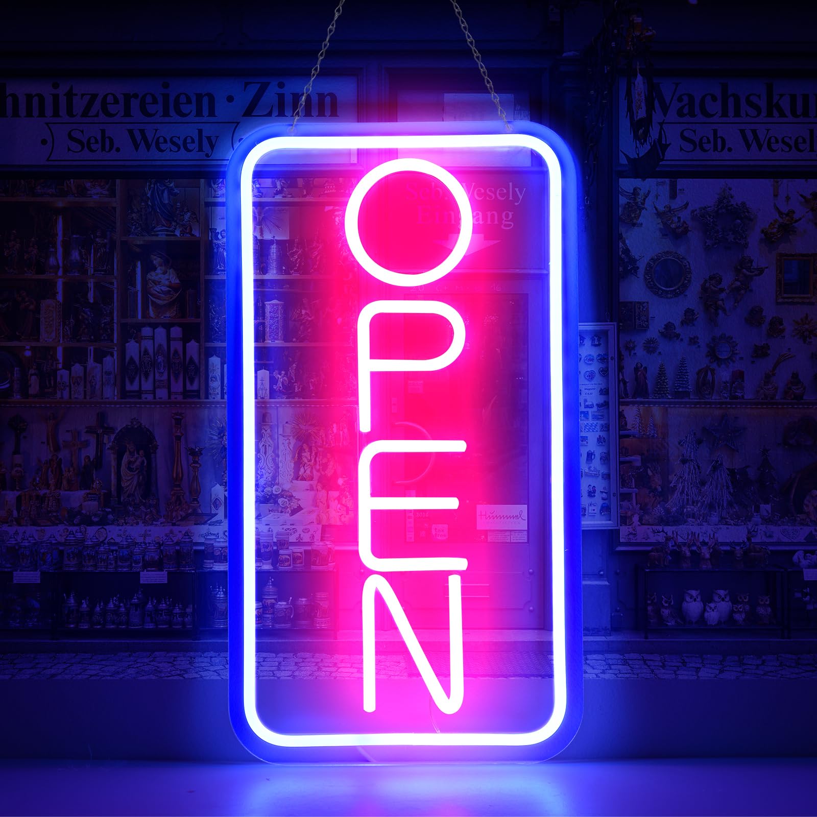 Rdutuok Led Neon Open Signs for Business 42 x 22cm Light Up Open Signs Advertisement Board Electric Display Powered by USB Adjustable Bright with Open/Closed Hour Sign for Stores Bars Cafes(Vertical)