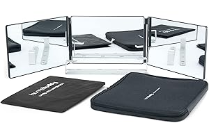 HomeBuddy Self Haircut Mirror - 3 Way Mirror for Hair Cutting, Portable, Easy to Use 360 Mirror, Adjustable Barber Mirror for Haircut, Beard Trimming, Shaving - Hairdressing Cape Included