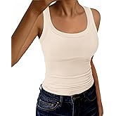 GKBK Womens Tank Tops Scoop Neck Sleeveless Ribbed Tank Summer Basic Thick Strap Slim Fitted Racerback Tops