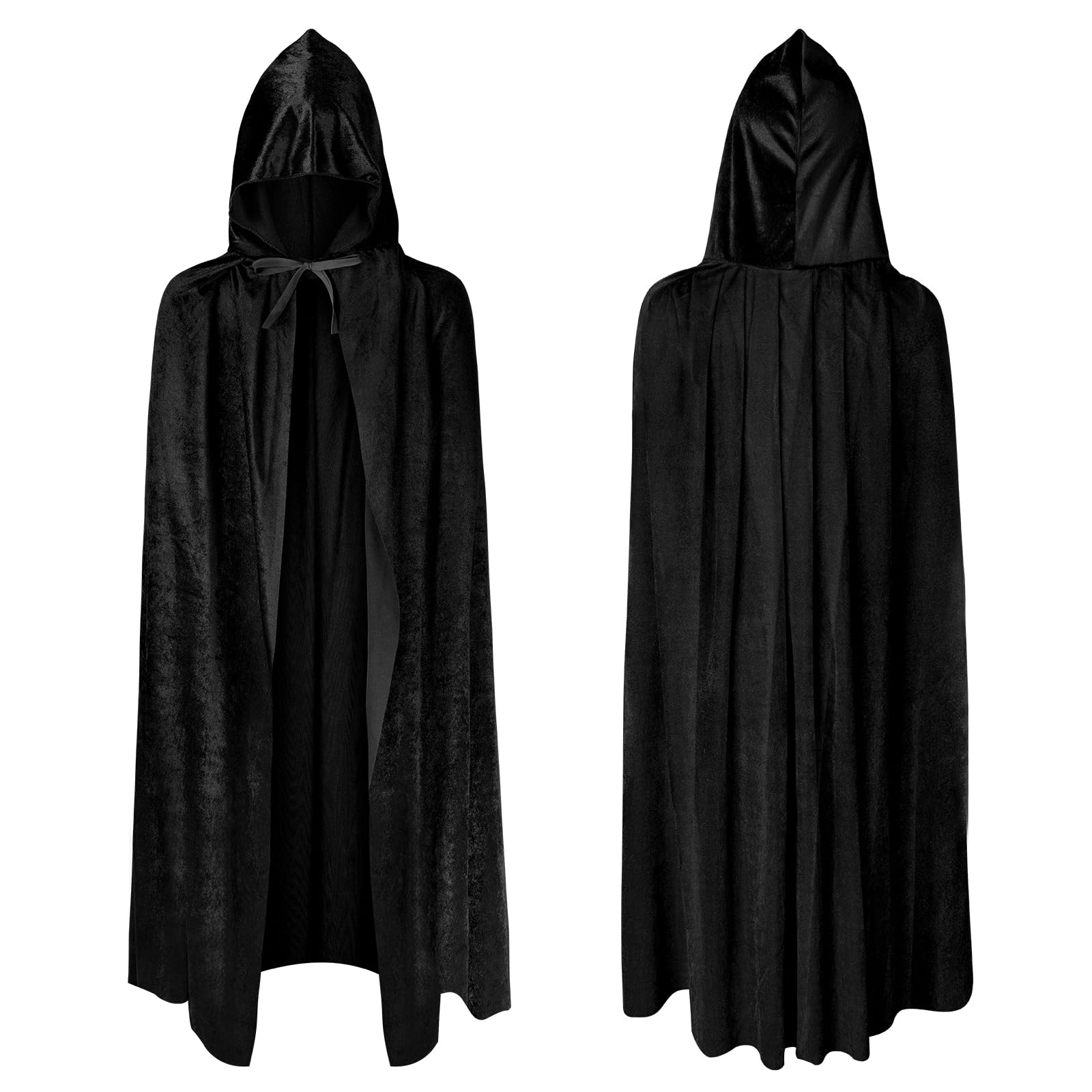 AOOWU Black Witch Kids' Hooded Cape - Long Cloak for Vampire, Grim Reaper, Halloween Fancy Dress & Masquerade (100cm/39in)