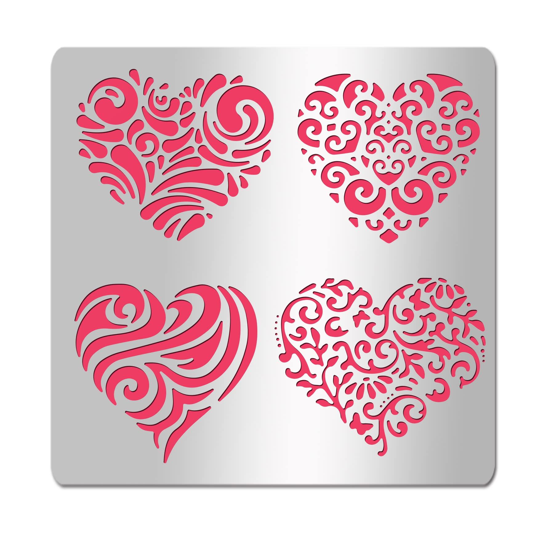 INFUNLY Heart Metal Stencil for Painting Stainless Steel Drawing Stencils 6.15" Reusable Love Heart Flower Metal Templates for DIY Painting Scrapbooking Valentine's Day Greeting Card Decor — image 1