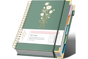 Hardcover Spiral Notebooks 8.5" X 11" Note Taking 5 Subject Notebook College Ruled with Dividers 240 Pages 100GSM Aesthetic S