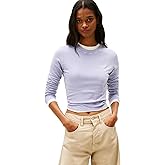 Tommy Jeans Womens Long Sleeve Cotton Graphic T-Shirts with Embroidered Script Logo